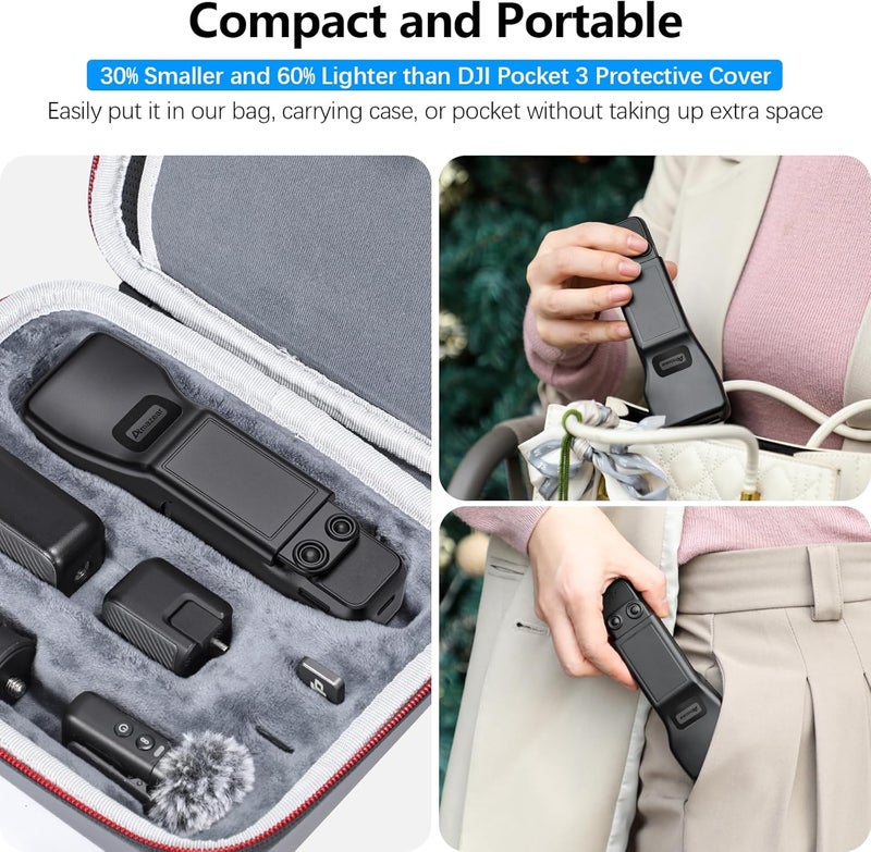 AMAZEAR Gimbal Screen Protective Cover for DJI Osmo Pocket 3 Accessories, Lens Cap Hard Case for Xtra Muse Gimbal Vlog Camera with Soft Lining, Compact Design, Quick Open/Close, Black - Image 3